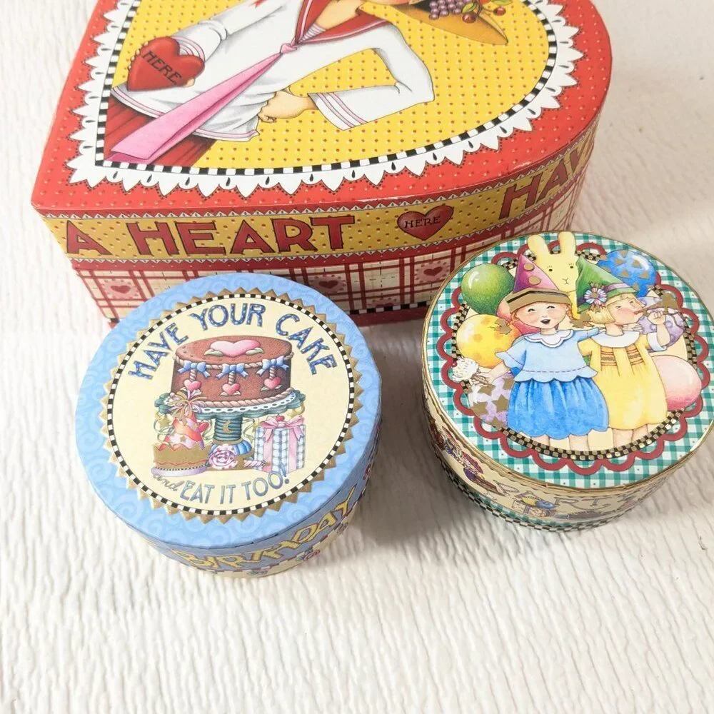 Mary Englebreit trinket box set Valentine Have a Heart Have your Cake Party Girl